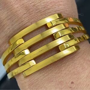 GORGEOUS Solid 22K Yellow Gold Fancy Wide 6.75” Bangle Bracelet!